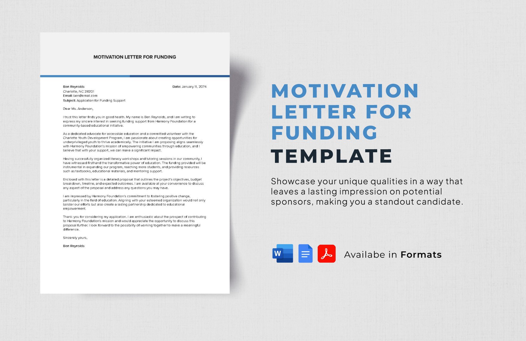 Motivation Letter for Funding Template