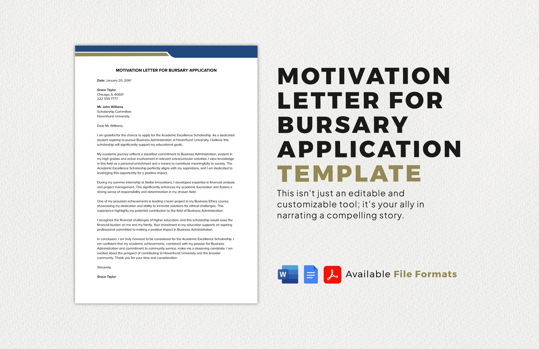 Motivational Letter for Bursary Application Template