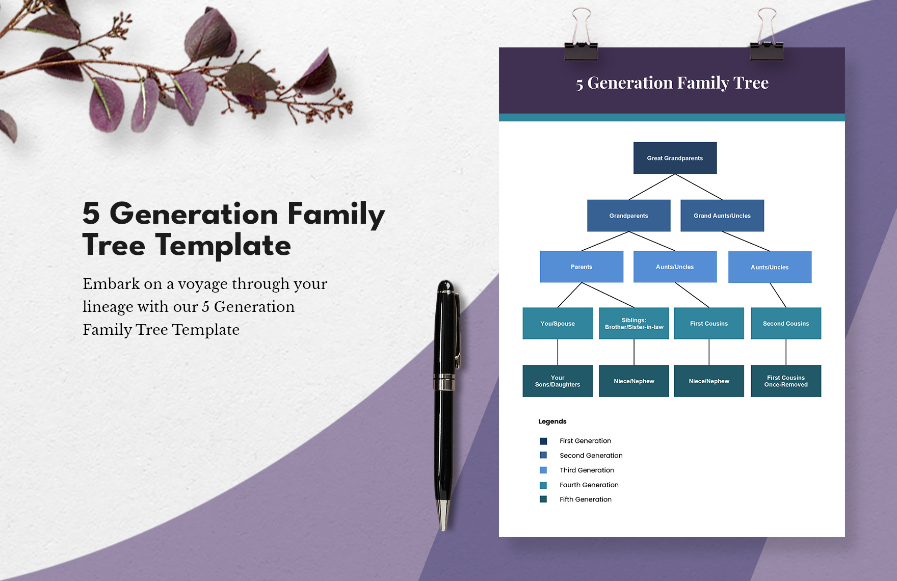 5 Generation Family Tree Template in Word, PDF, Google Docs - Download ...