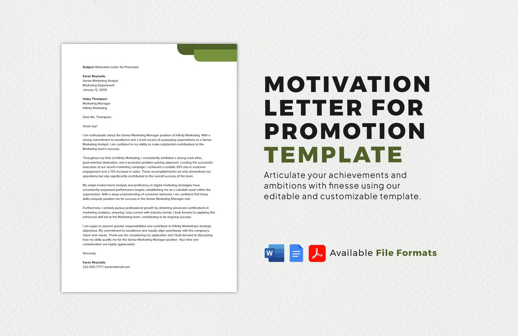 Motivation Letter for Promotion Template
