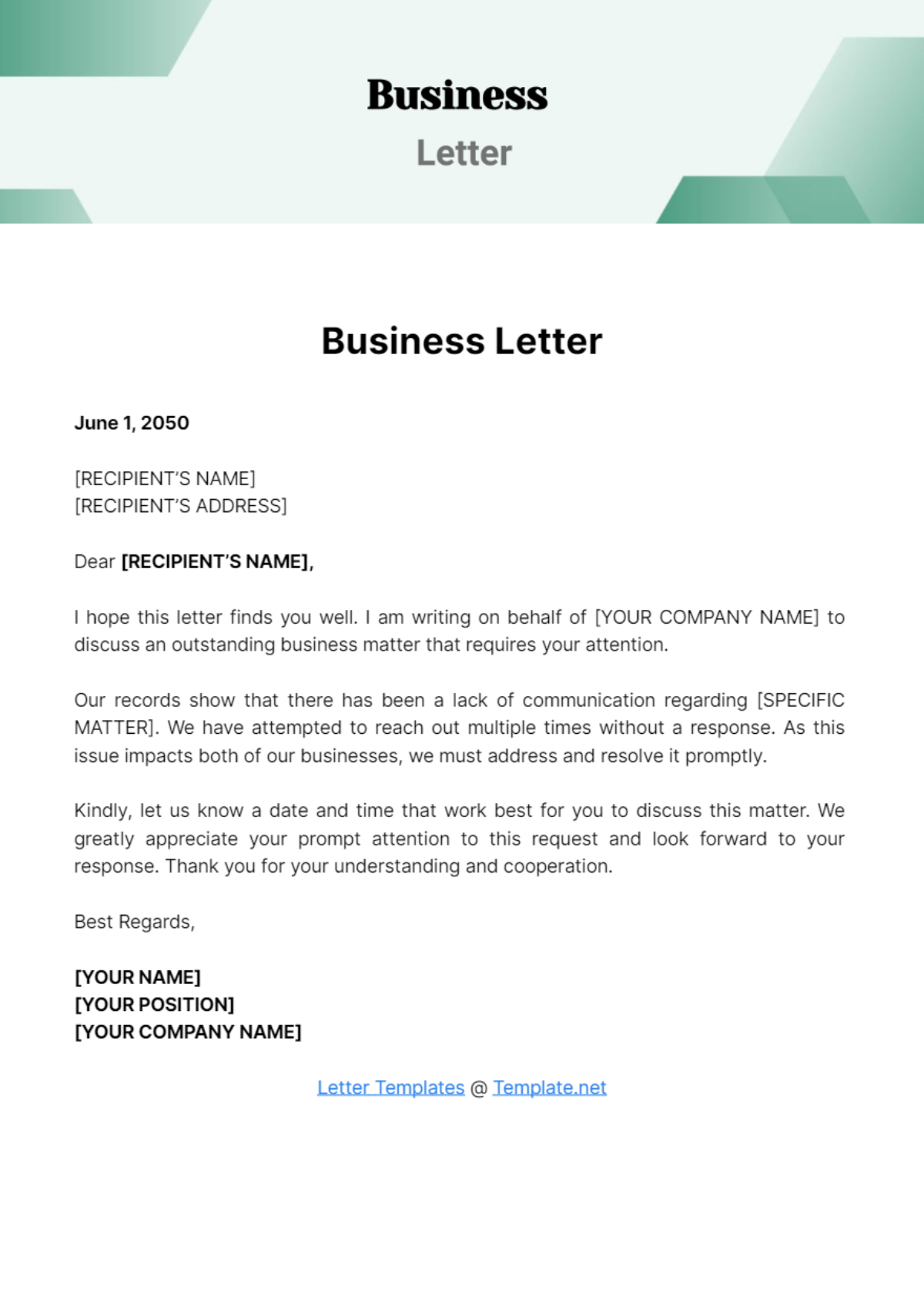 Free Business Letter Template