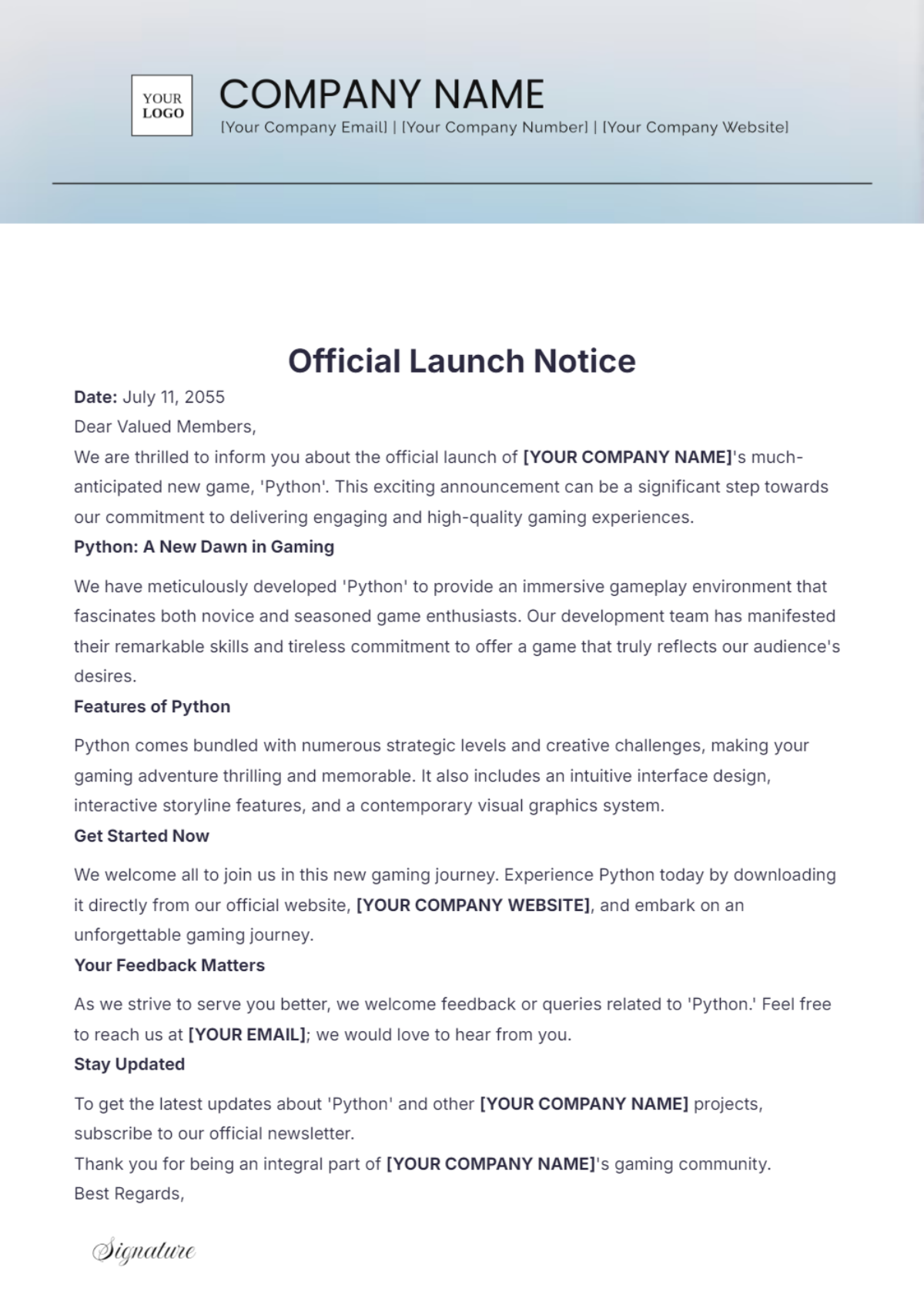 Announcement Notice Template - Edit Online & Download