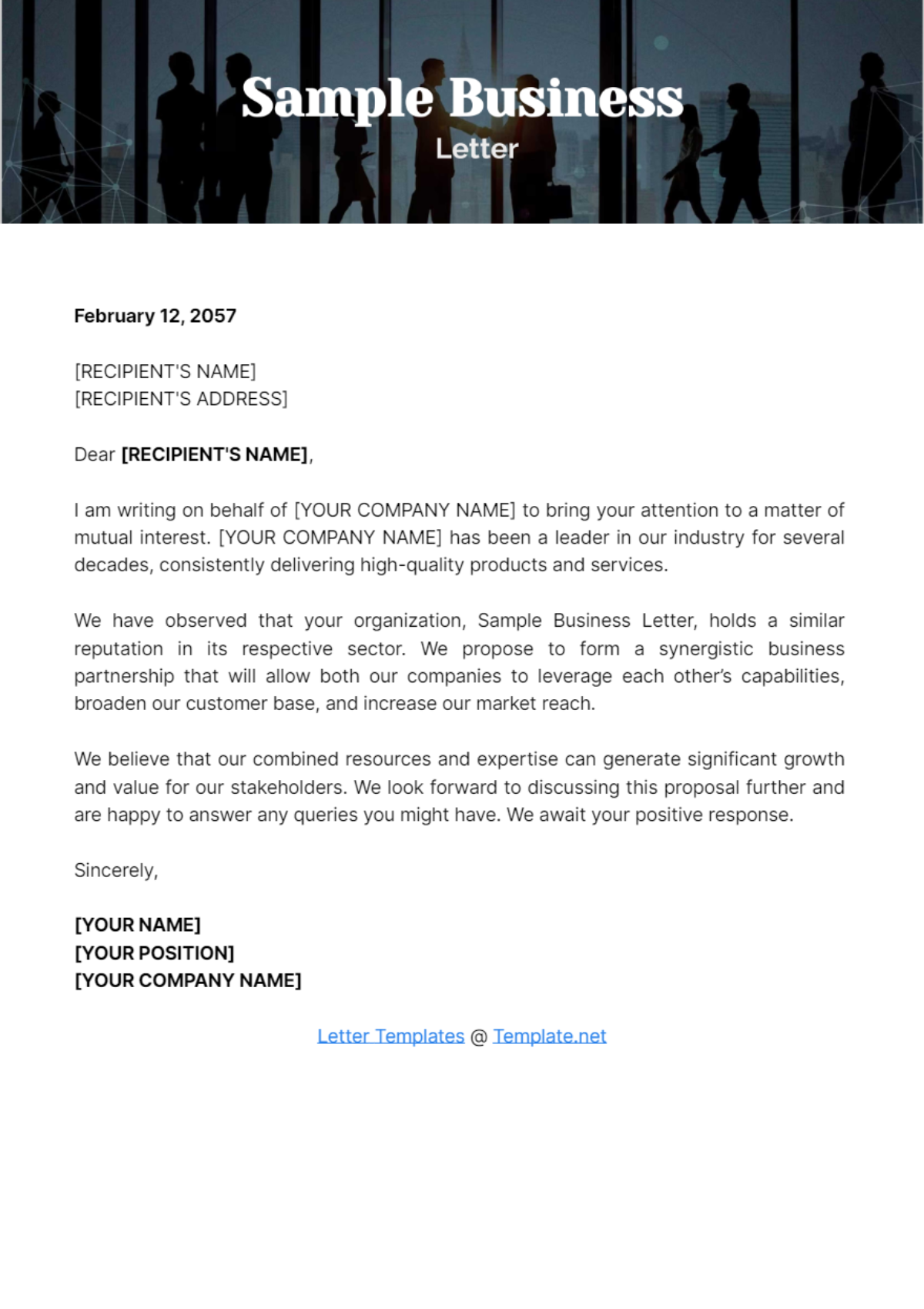 Free Sample Business Letter Template
