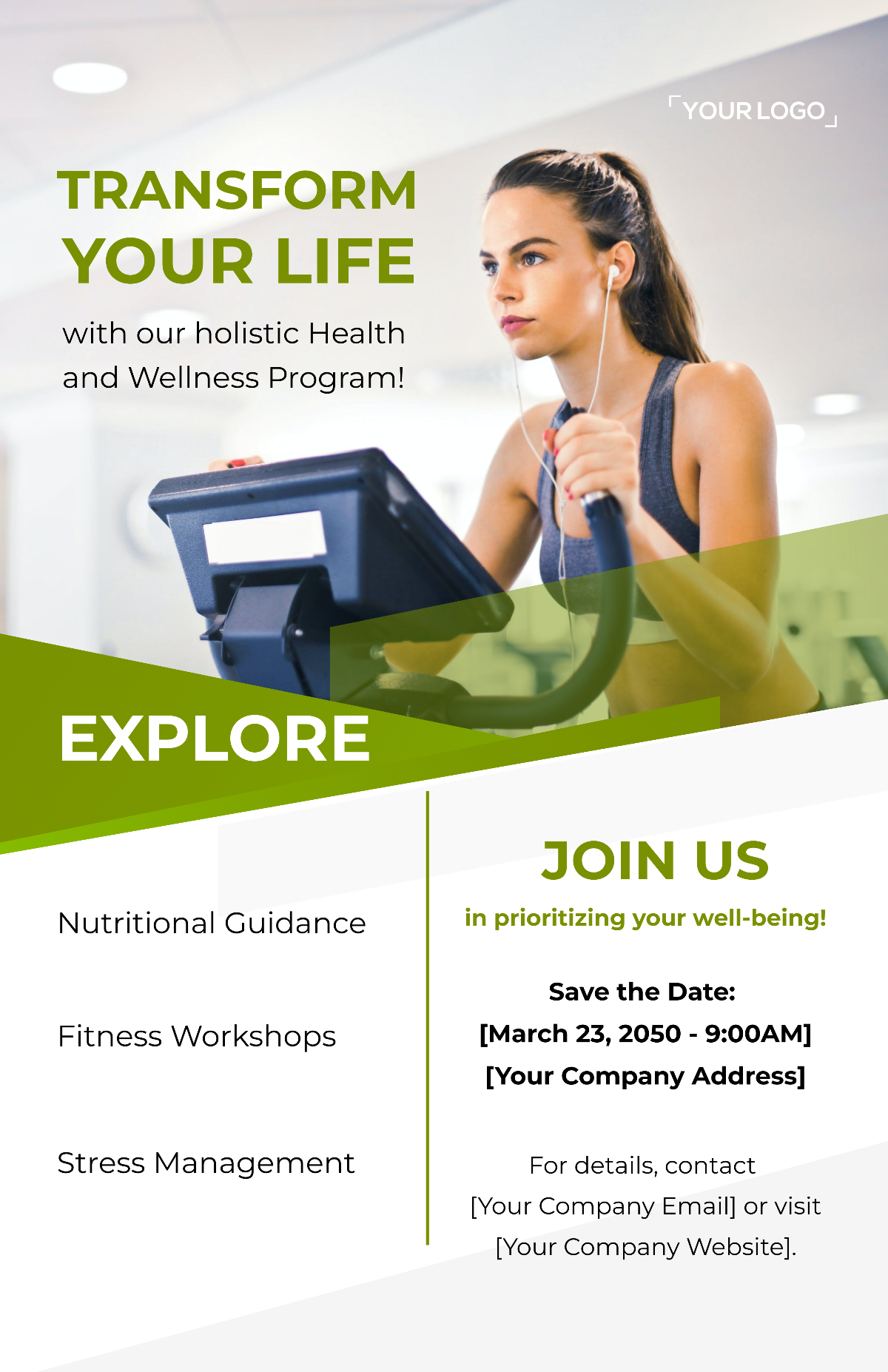 Health and Wellness Program Announcement Poster Template