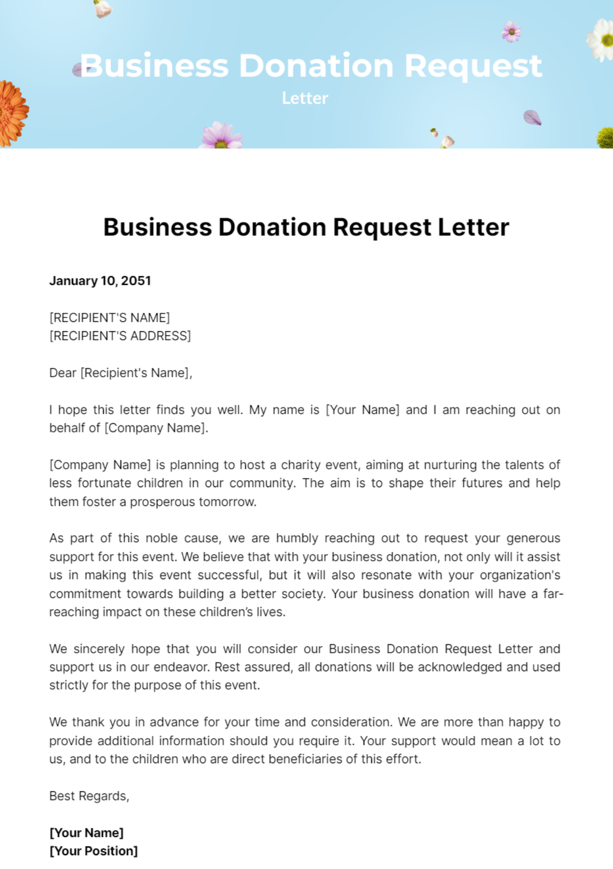 Business Donation Request Letter Template