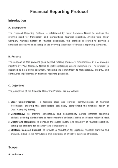 Free Financial Reporting Protocol Template to Edit Online
