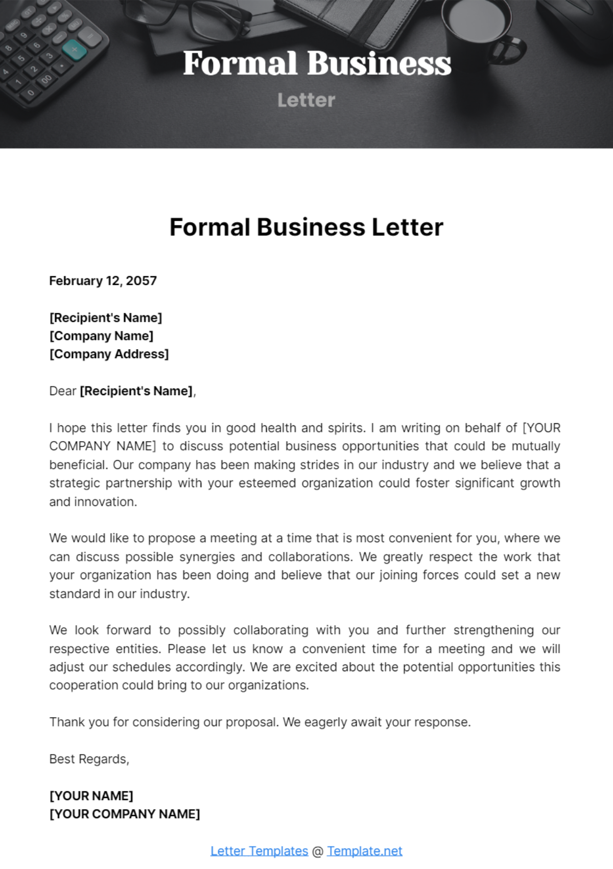 Free Formal Business Letter Template