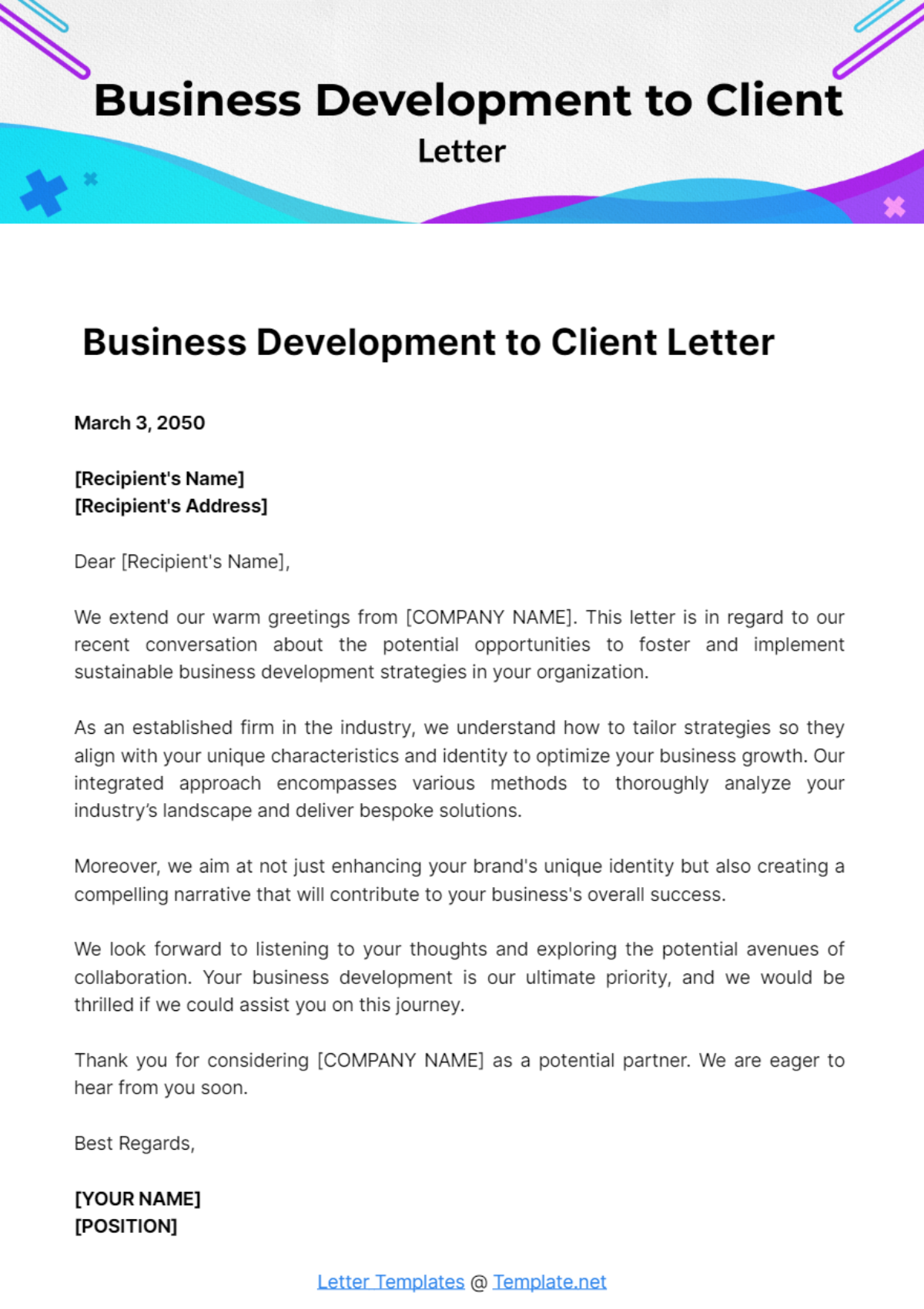 Business Development Letter to Client Template
