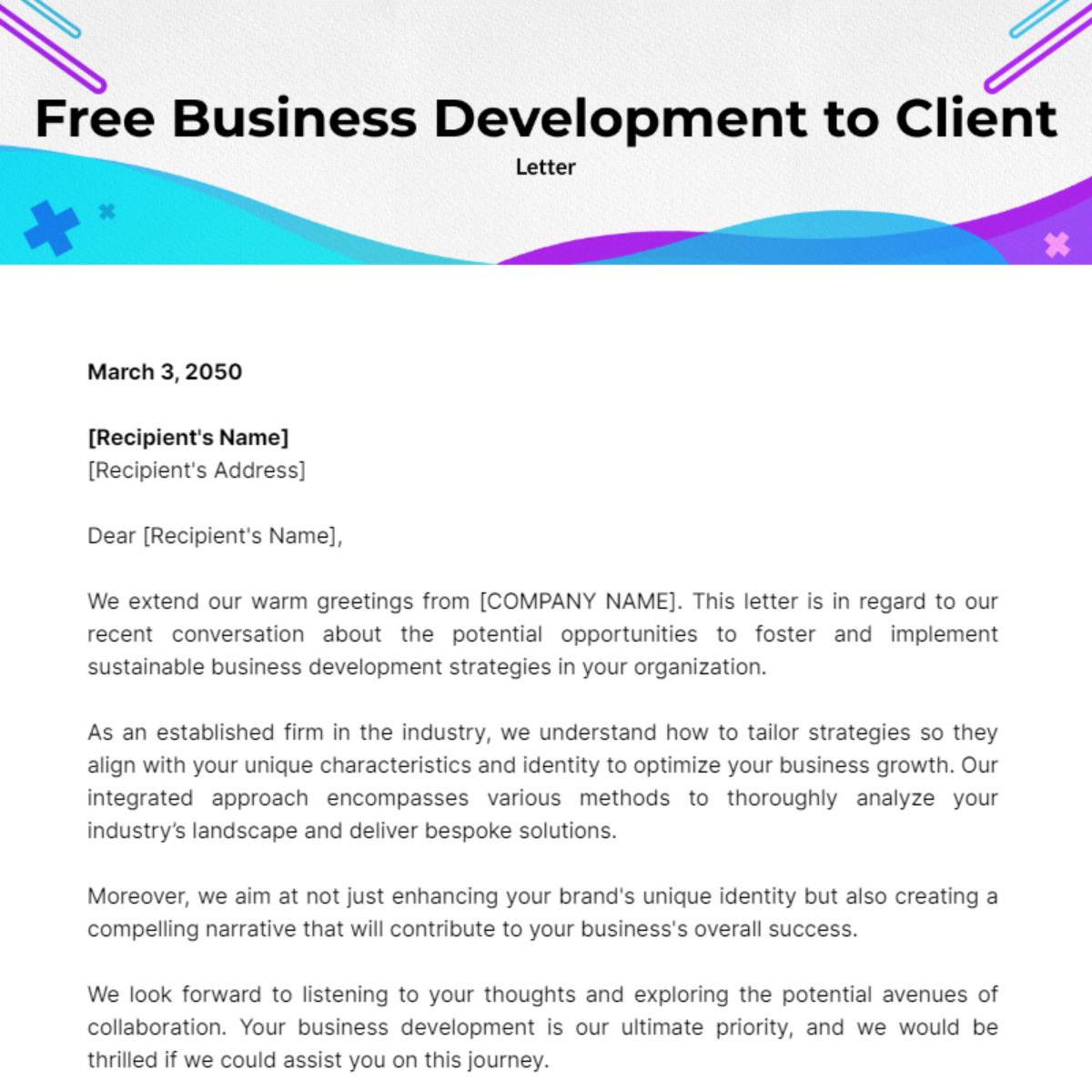 Business Development Letter to Client Template