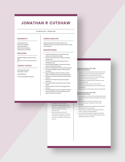 Elementary Librarian Resume Download
