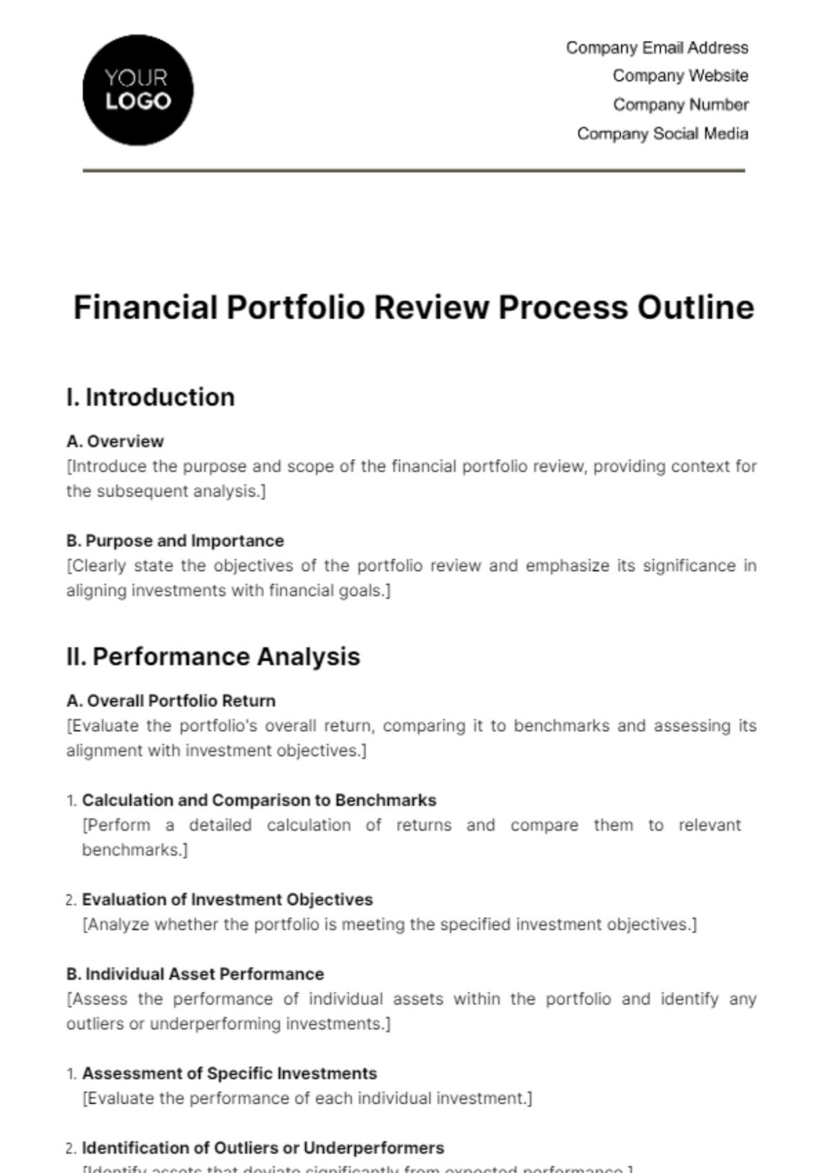 Free Financial Portfolio Review Process Outline Template