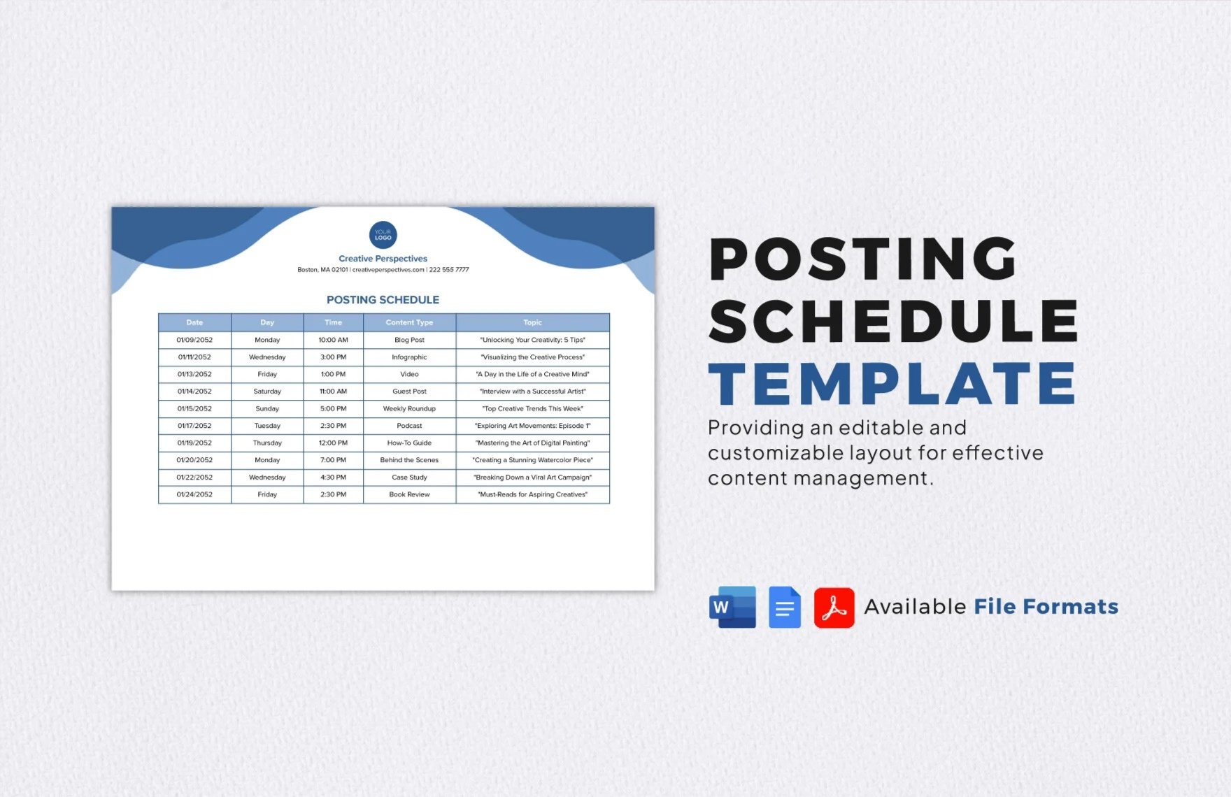 Posting Schedule Template