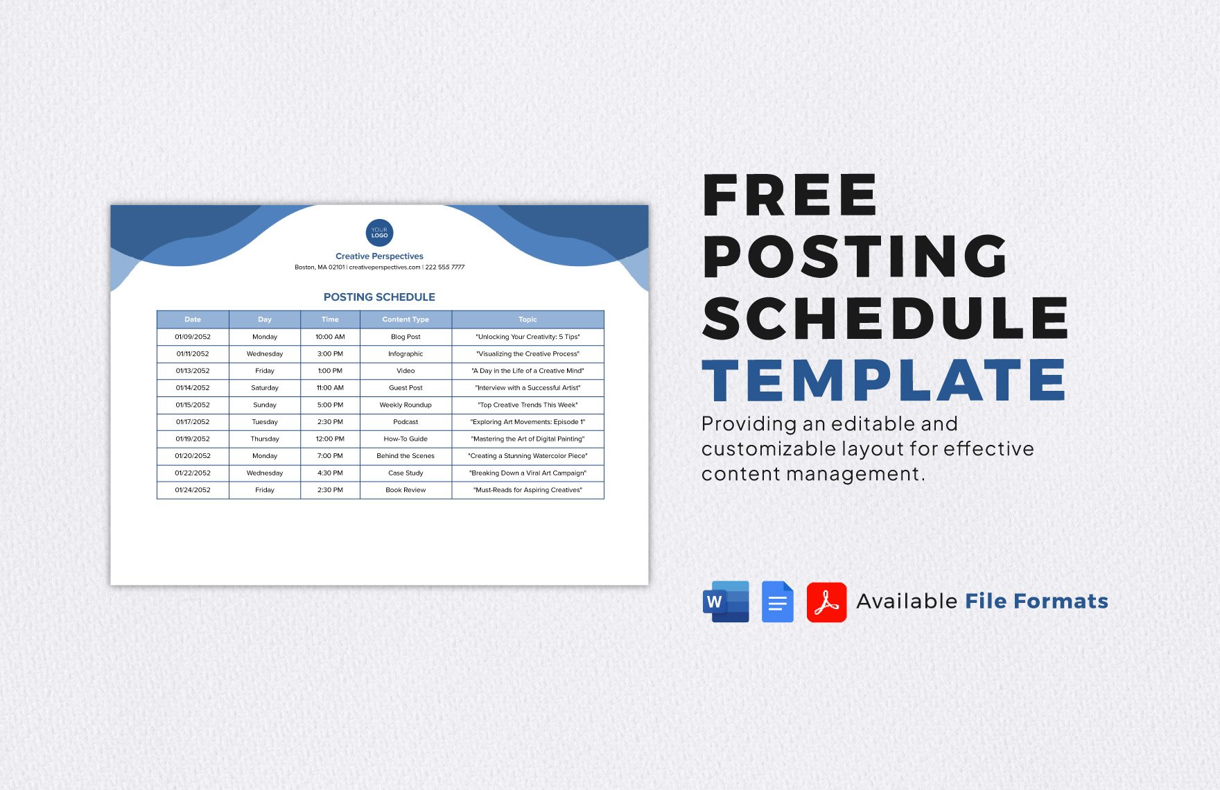 Posting Schedule Template