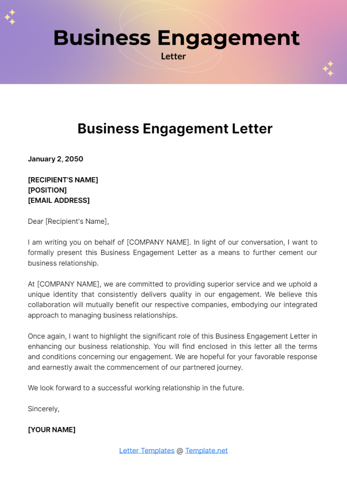 Free Business Engagement Letter Template