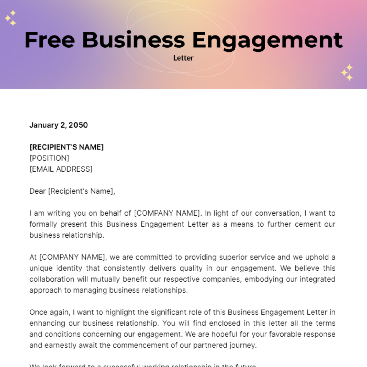 Business Engagement Letter Template