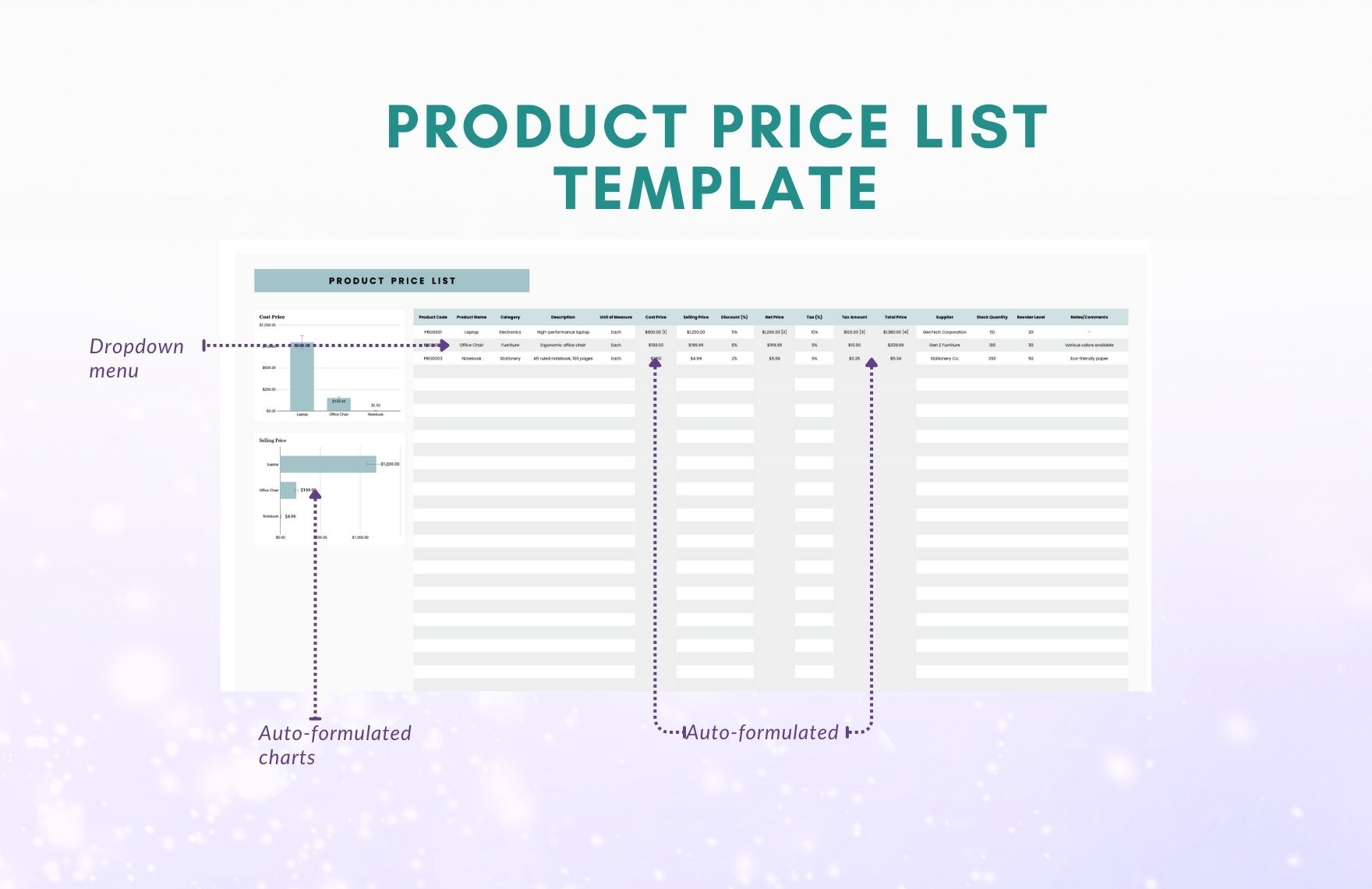 Product Price List Template
