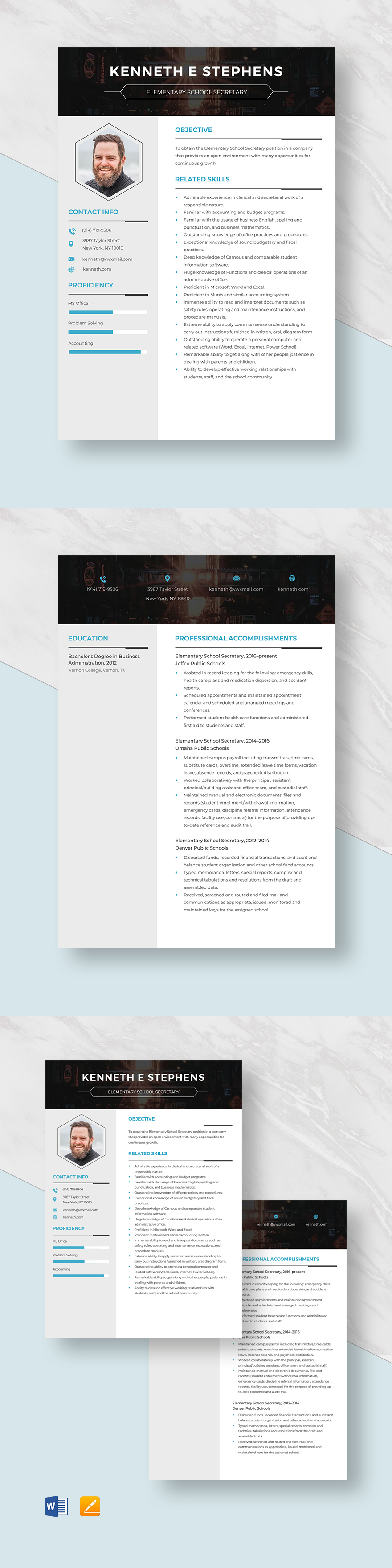 free-elementary-school-secretary-resume-template-word-apple-pages