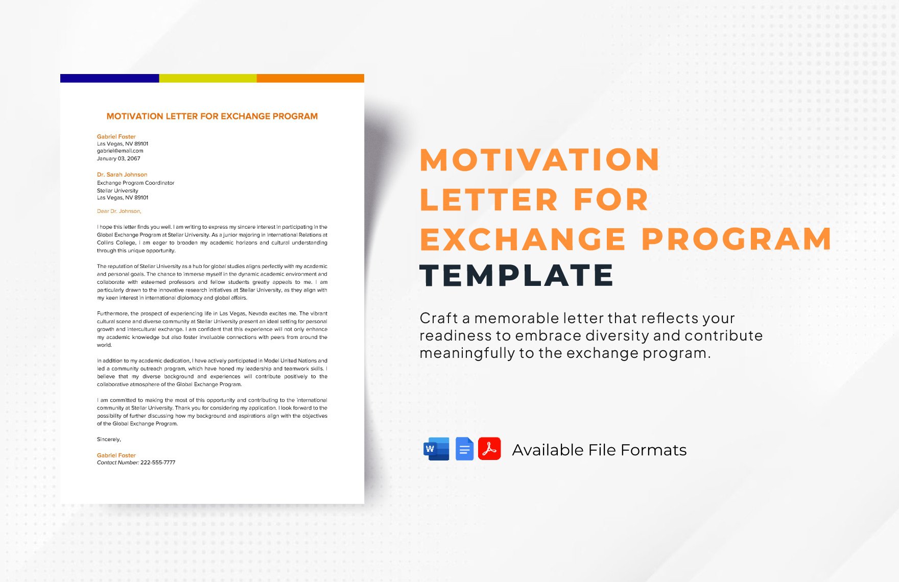 Motivation Letter for Exchange Program Template