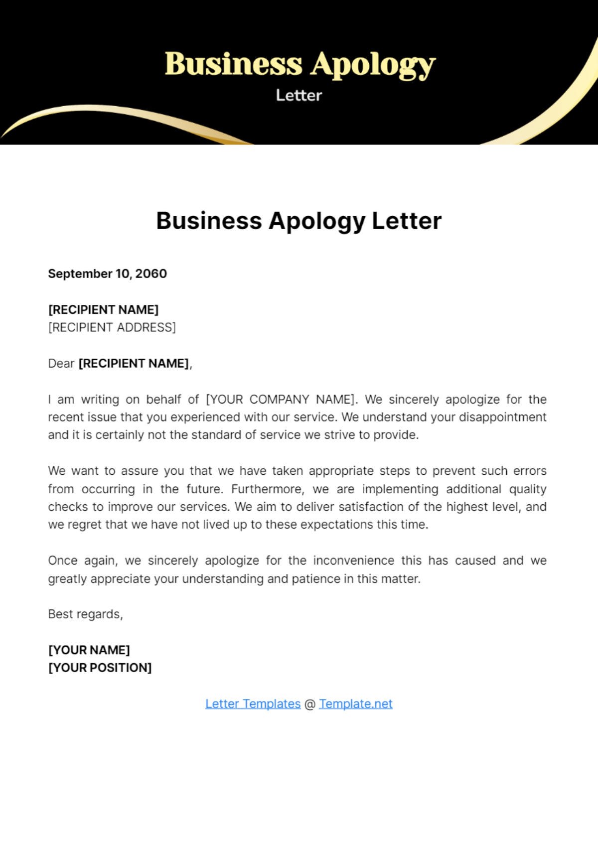 Free Business Apology Letter Template