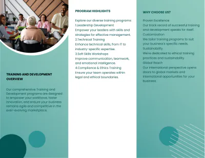Free Marketing Training & Development Brochure Template to Edit Online