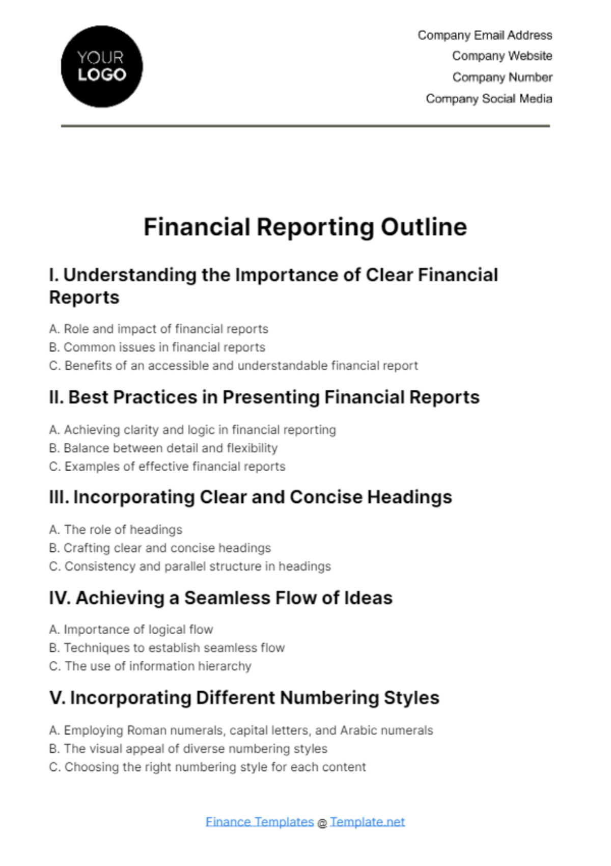 Free Financial Reporting Outline Template