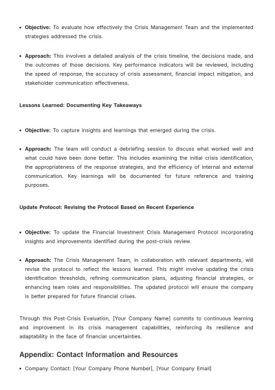 Free Financial Investment Crisis Management Protocol Template to Edit Online