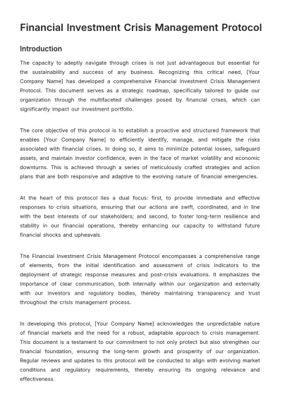 Free Financial Investment Crisis Management Protocol Template to Edit Online