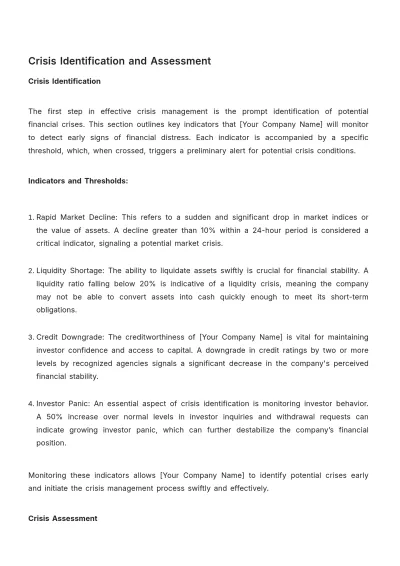 Free Financial Investment Crisis Management Protocol Template to Edit Online