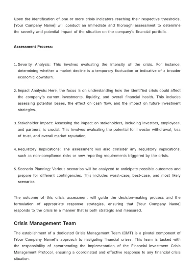Free Financial Investment Crisis Management Protocol Template to Edit Online