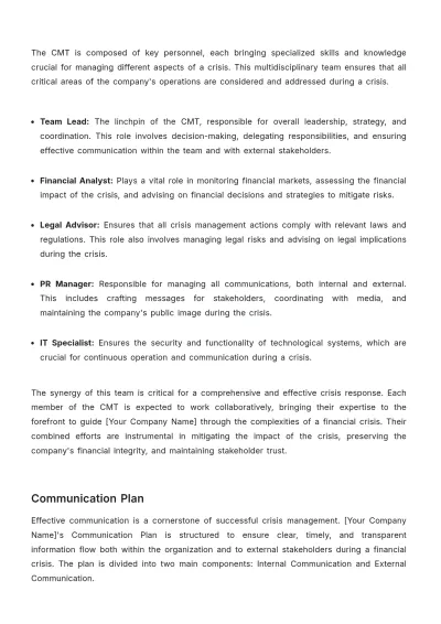 Free Financial Investment Crisis Management Protocol Template to Edit Online