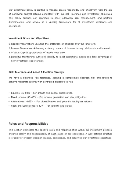 Free Financial Investment SOP Template to Edit Online