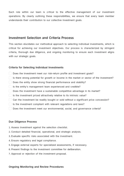 Free Financial Investment SOP Template to Edit Online