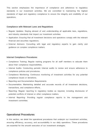 Free Financial Investment SOP Template to Edit Online