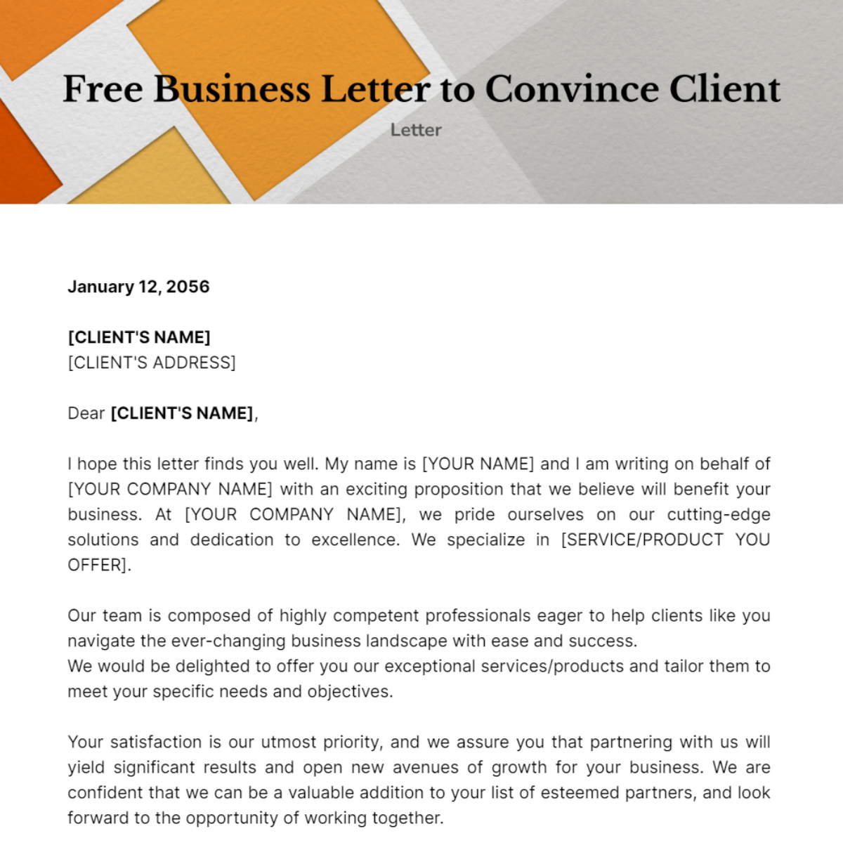 Business Letter to Convince Client Template