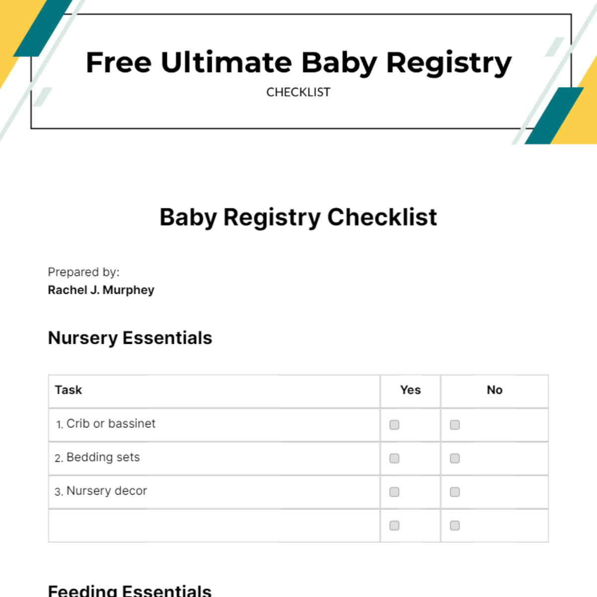 Ultimate Baby Registry Checklist - Edit Online & Download Example