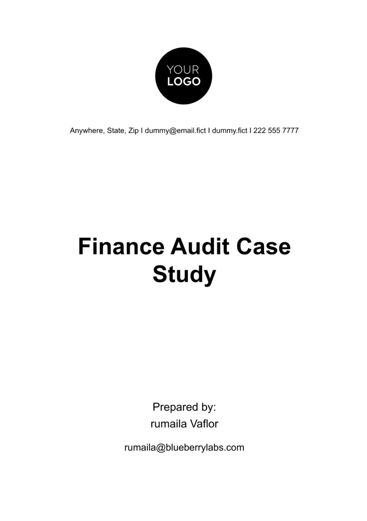 Finance Audit Case Study Template