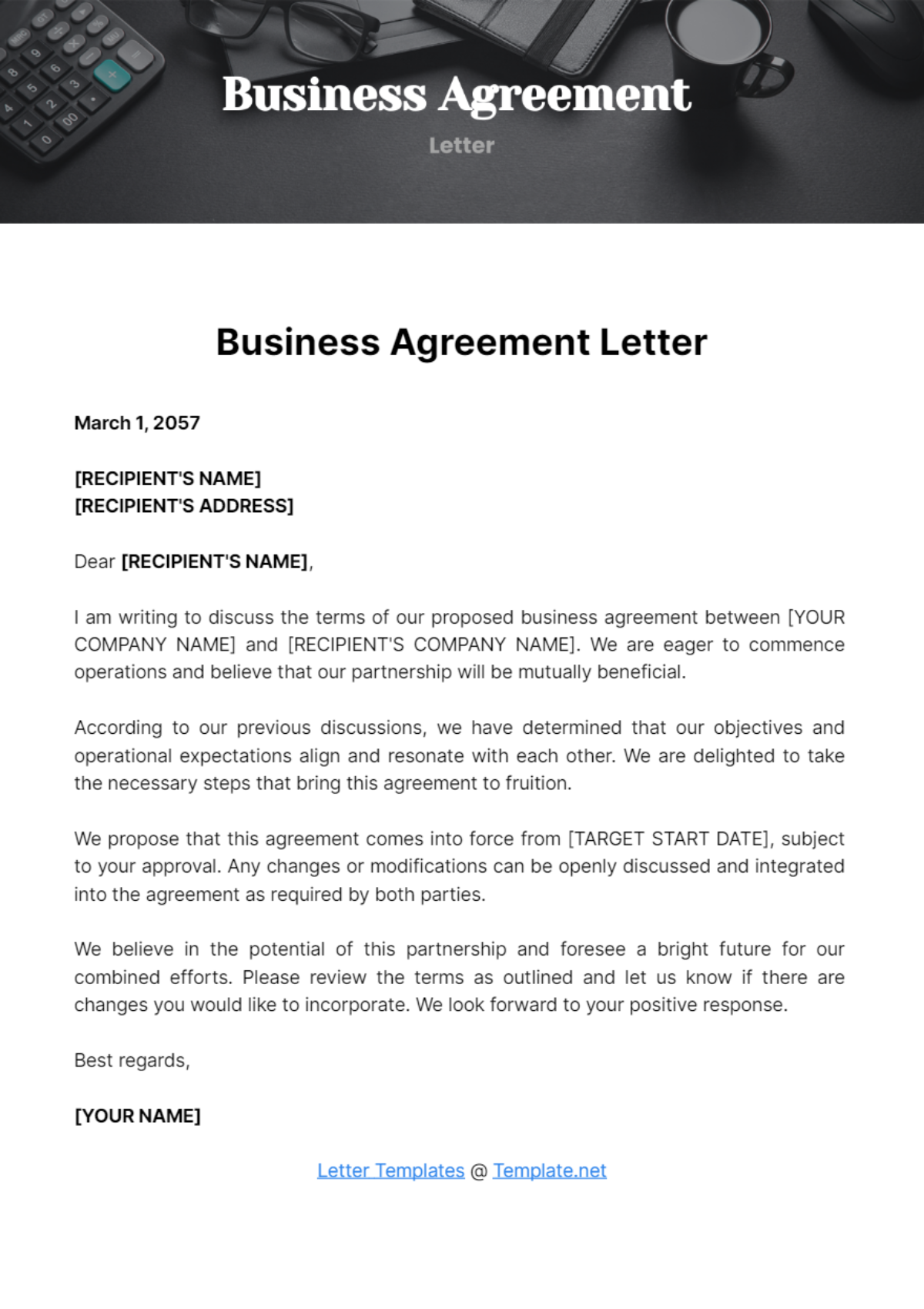 Free Business Agreement Letter Template