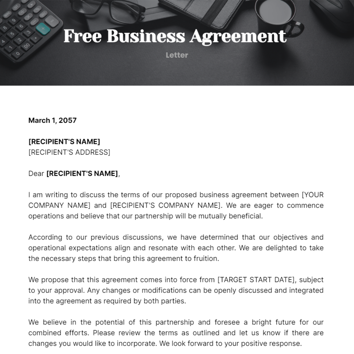 Business Agreement Letter Template