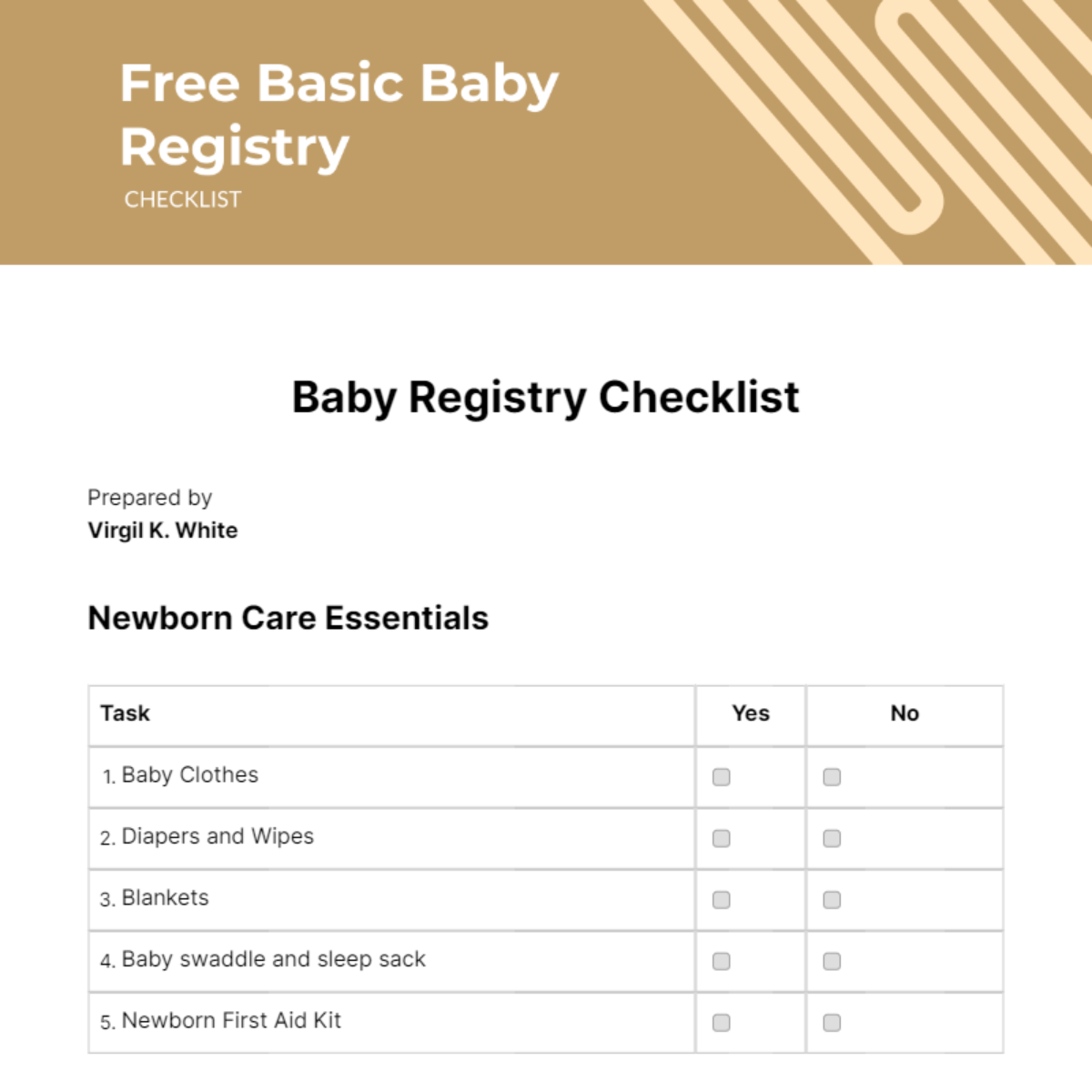 Basic Baby Registry Checklist Edit Online & Download Example