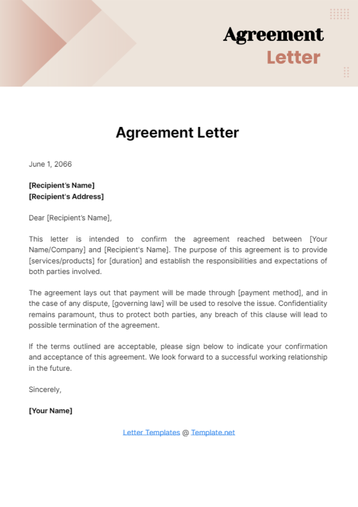 Free Agreement Letter Template