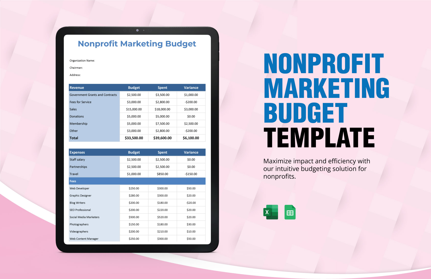 Non-profit Marketing Budget Template