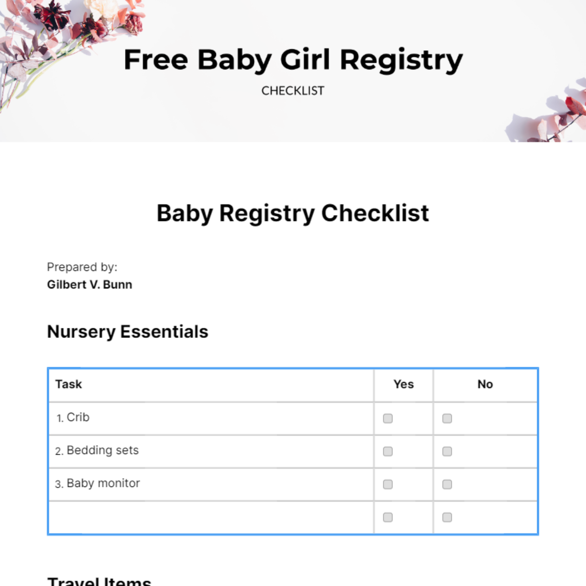 FREE Baby Registry Checklist Templates & Examples Edit Online