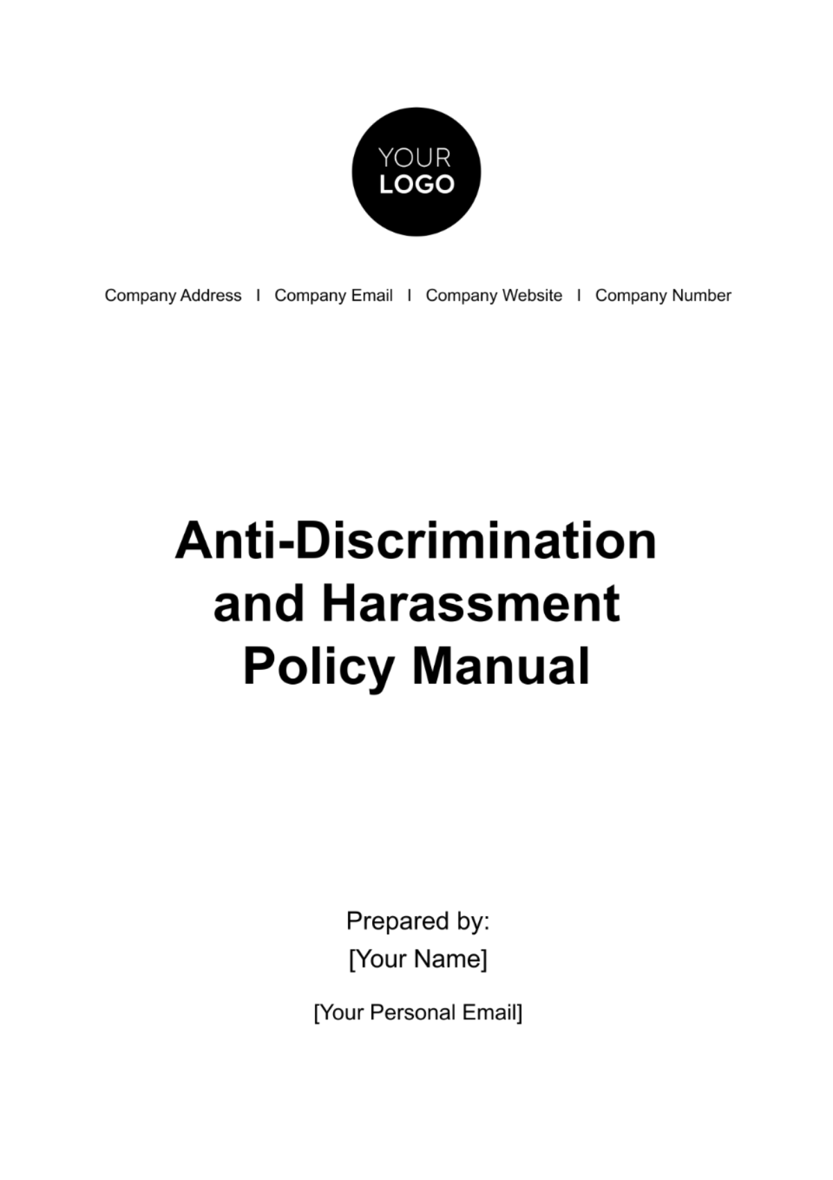 Free Anti-Discrimination and Harassment Policy Manual HR Template