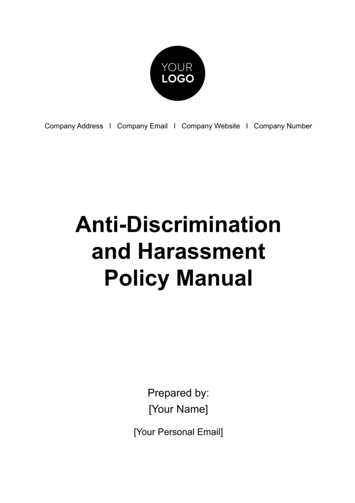 Anti-Discrimination and Harassment Policy Manual HR Template - Edit Online & Download