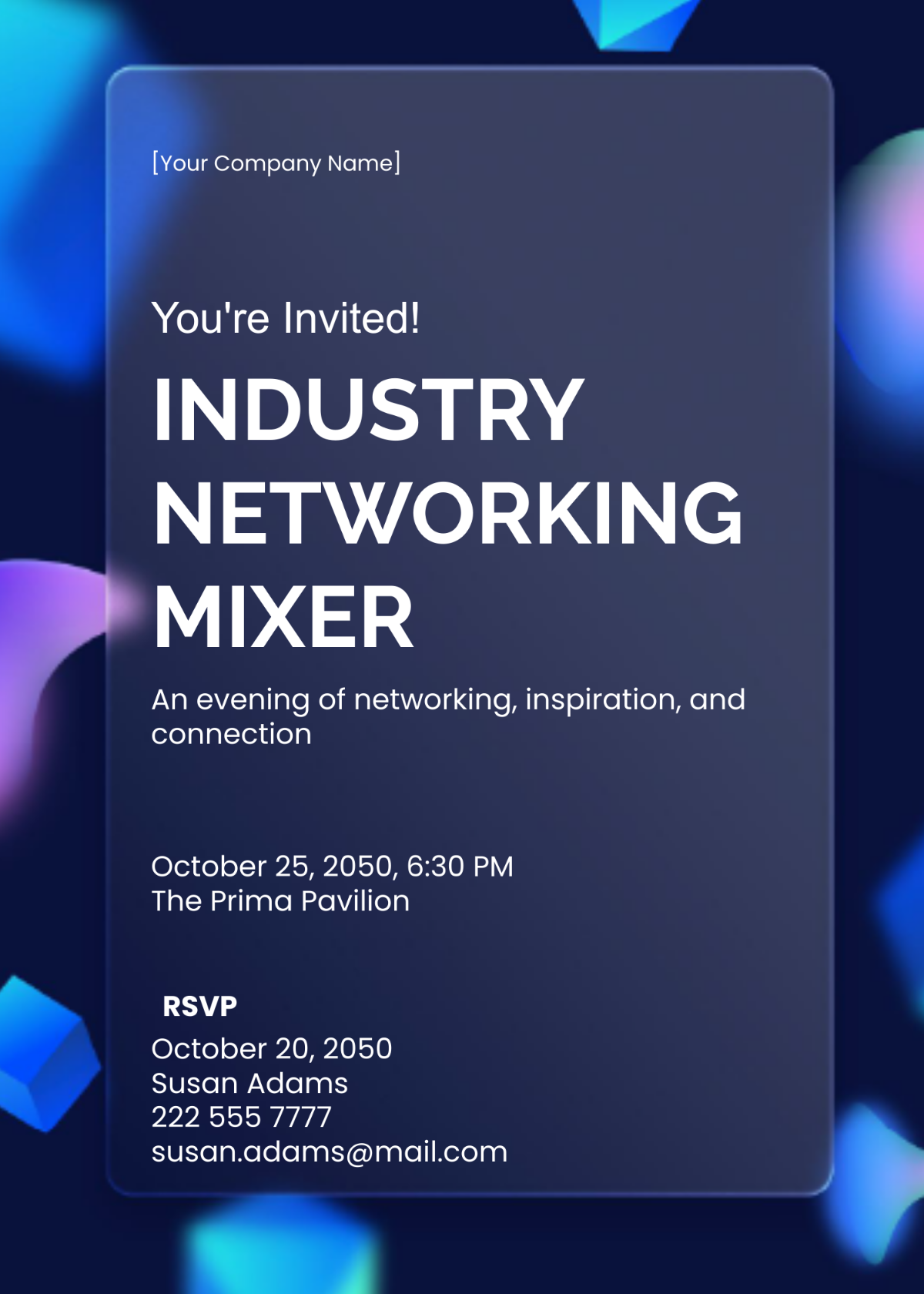 Industry Networking Mixer Invitation Card Template - Edit Online & Download