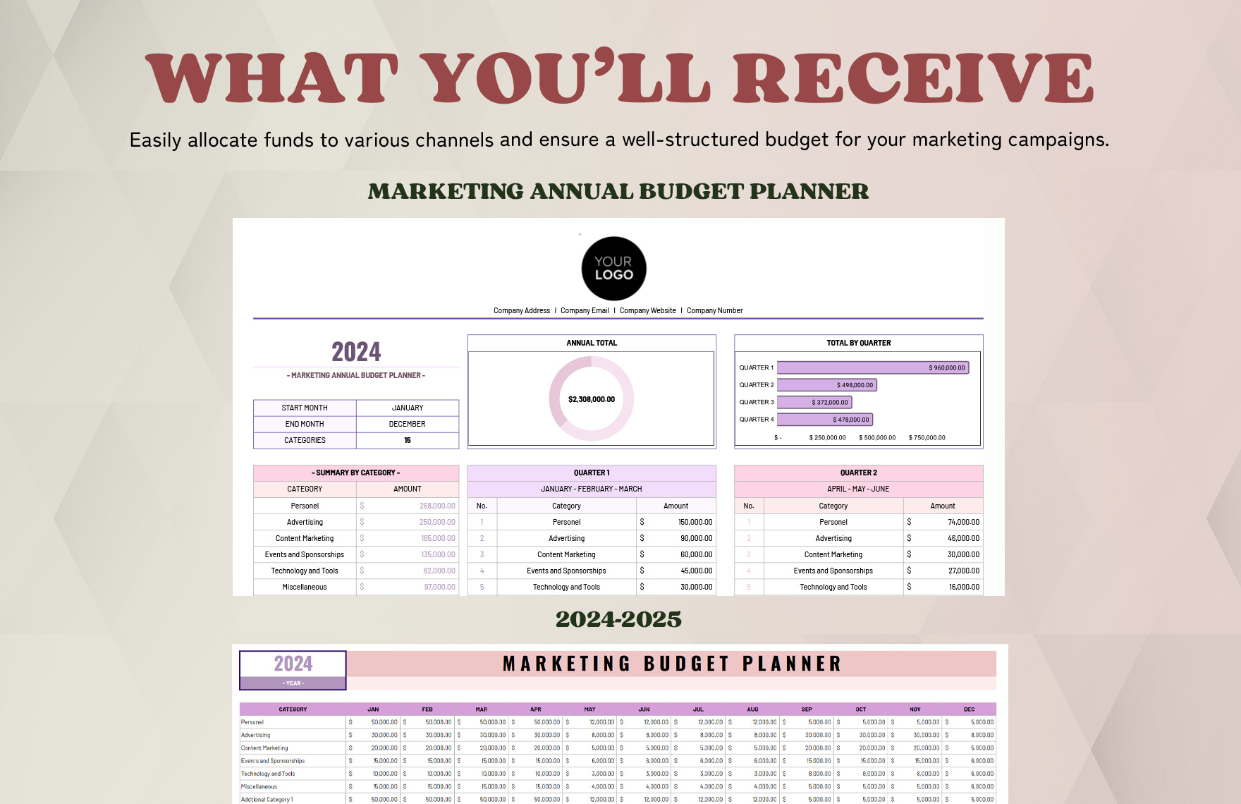 Marketing Annual Budget Planner Template
