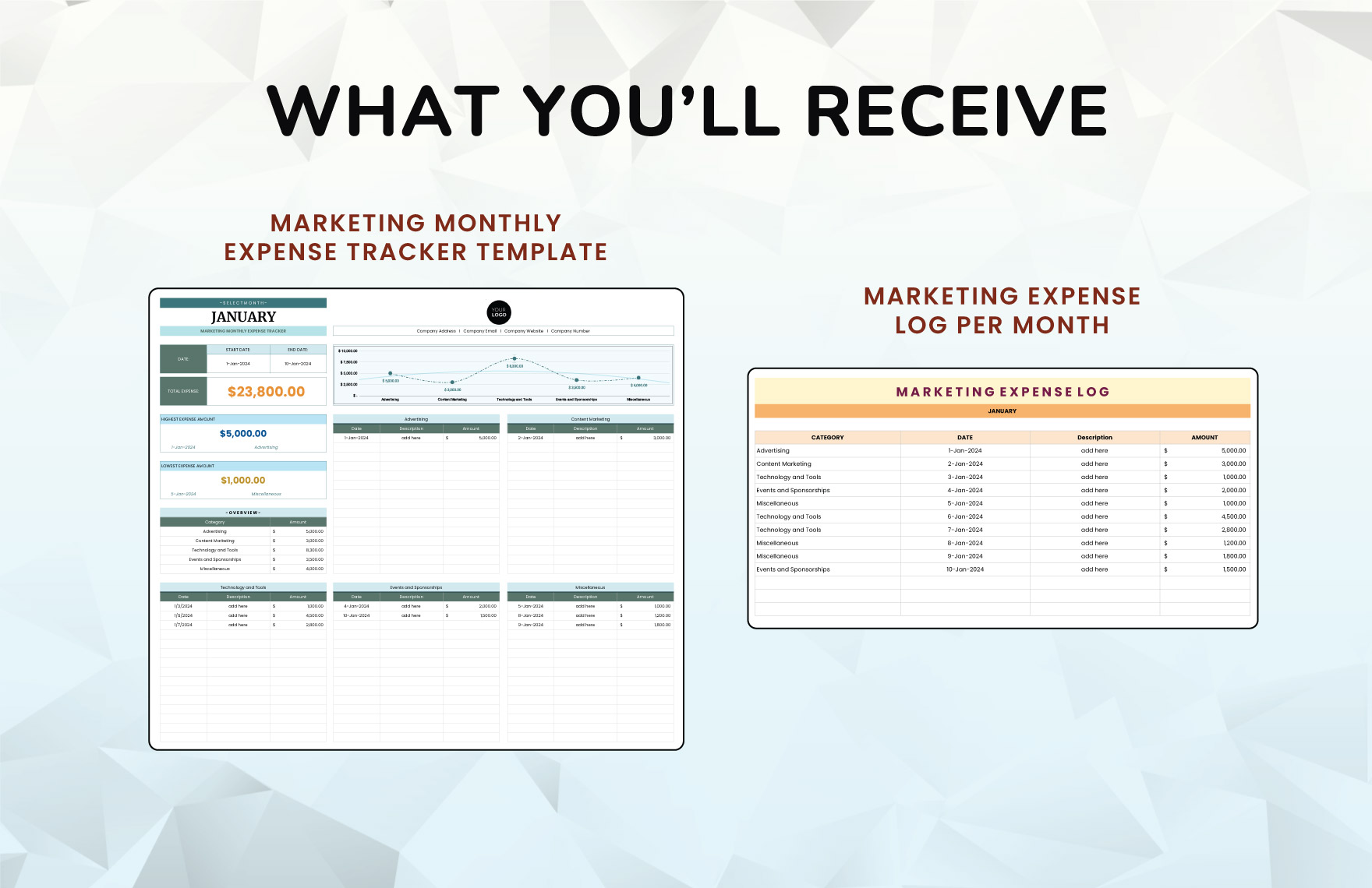 Marketing Monthly Expense Tracker Template
