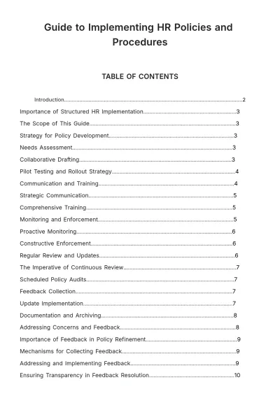 Free Guide to Implementing HR Policies and Procedures Template to Edit Online