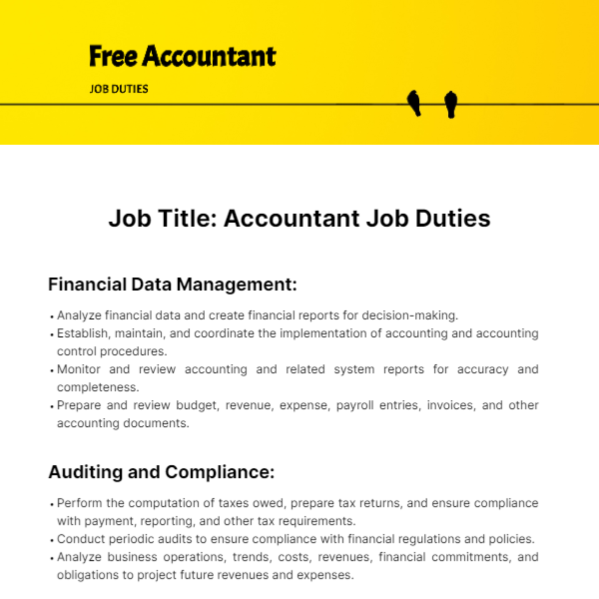 Accountant Job Duties Template