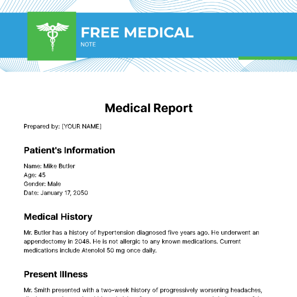 Free Medical Note Template